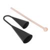 Two Tone Agogo Bell Black Metal Traditional Latin Agogo Percussion Instrument with Wooden Stick