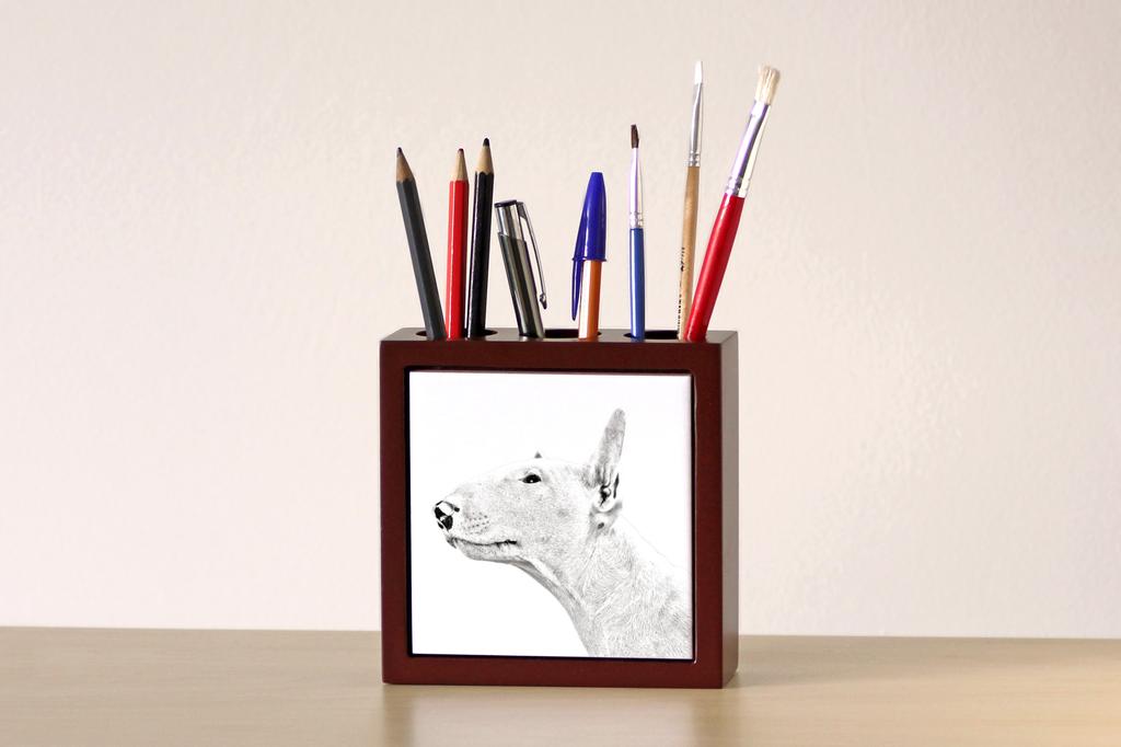 Bull Terrier, Bully – Pen holder with a dog, desk organizer with a print | Art-Dog