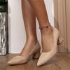 Velikost 35-44 Dámské boty Nové Špičatá špička Jednobarevné Semišové Nízký nárt Silný podpatek Boty Elegantní Dámské Kancelářské Boty na vysokém podpatku