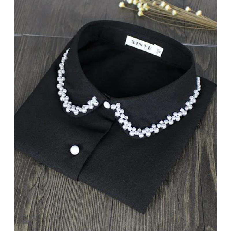 White Bead Fake Collar Women Detachable Collar Shirt Necktie False Collar Female Fake Kragen Sahte Yaka Women Kraagje Nep Dames
