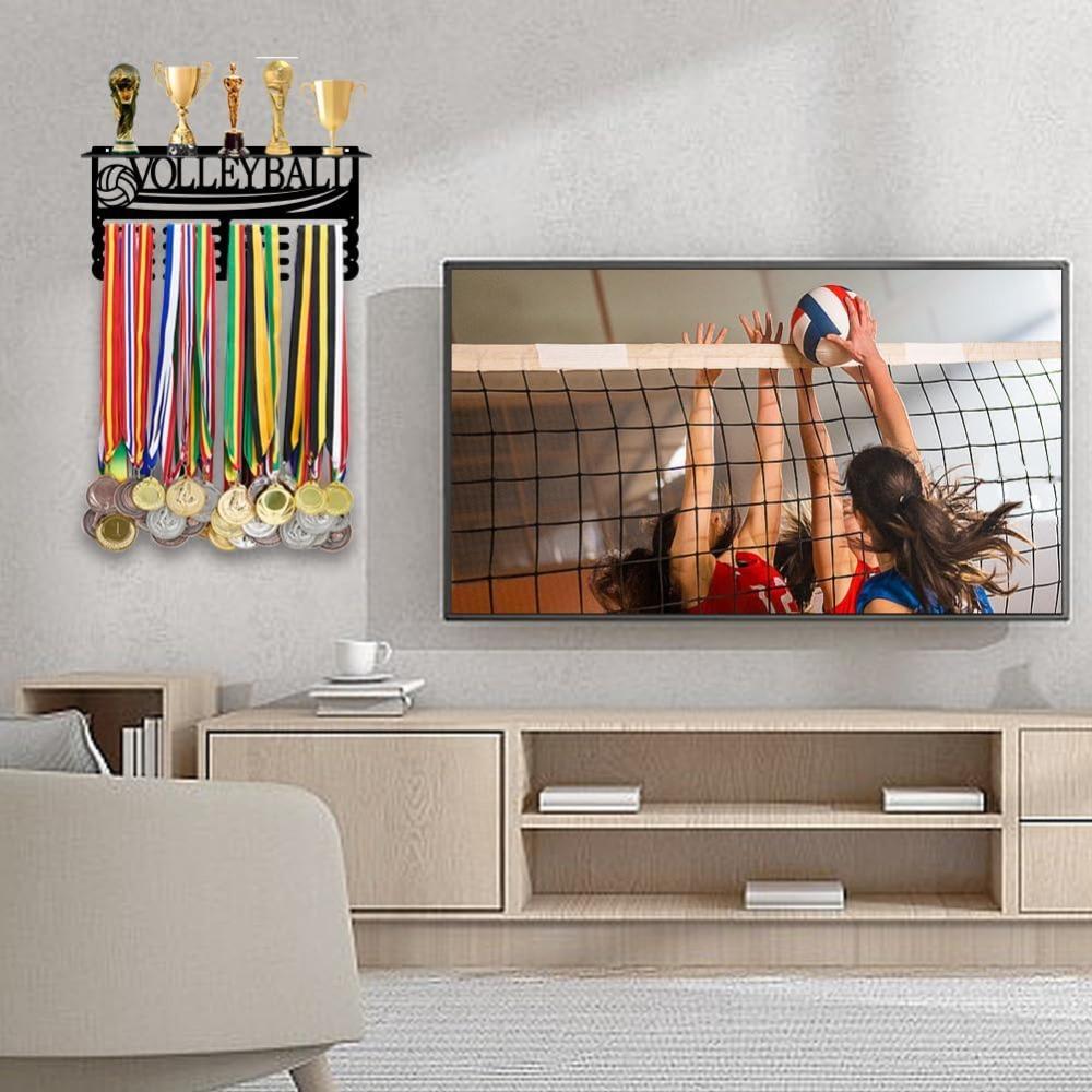 Metal Trophy and Medal Display Shelf, Wall Mount Medal Holder Hanger Rack for Award Showcase