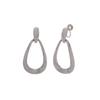 Minimalist Double-Layer Oval Geometric Silver Stud Earrings with Ear Clip