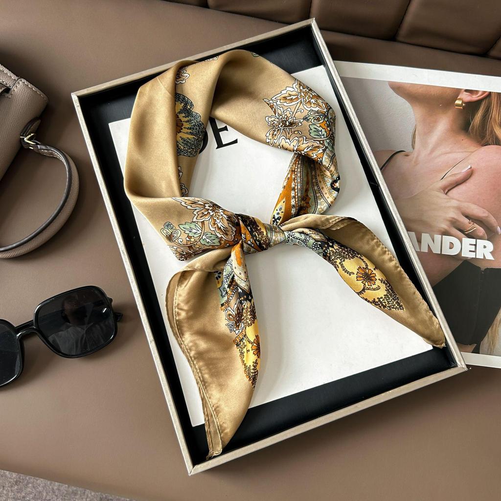 Korean Style High-End Printed Silk Scarf - Versatile Fashion Accessory