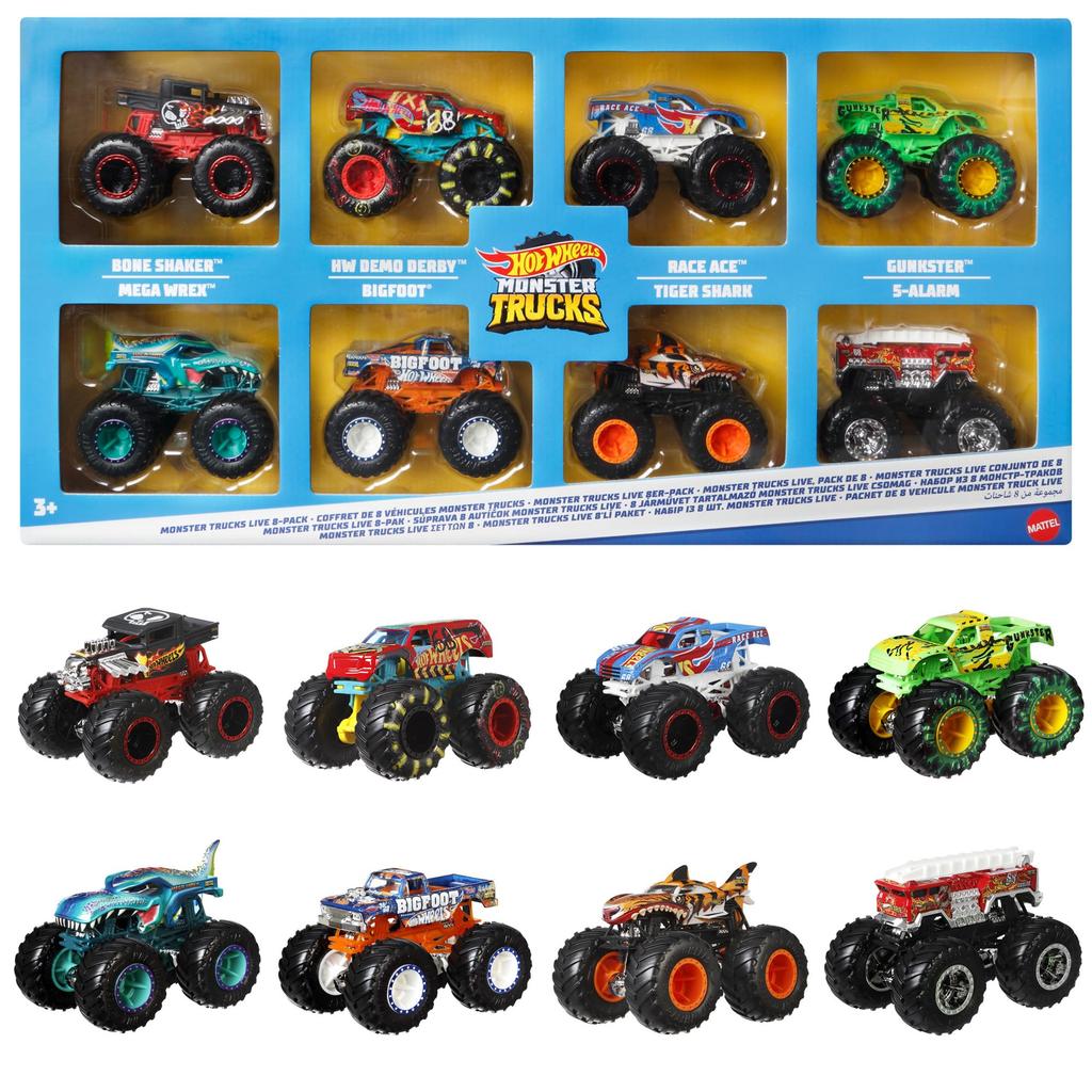 Hot Wheels Monster Truck 8er-Pack [Set mit 8 Mini-Autos] [Ab 3 Jahren] HDB12