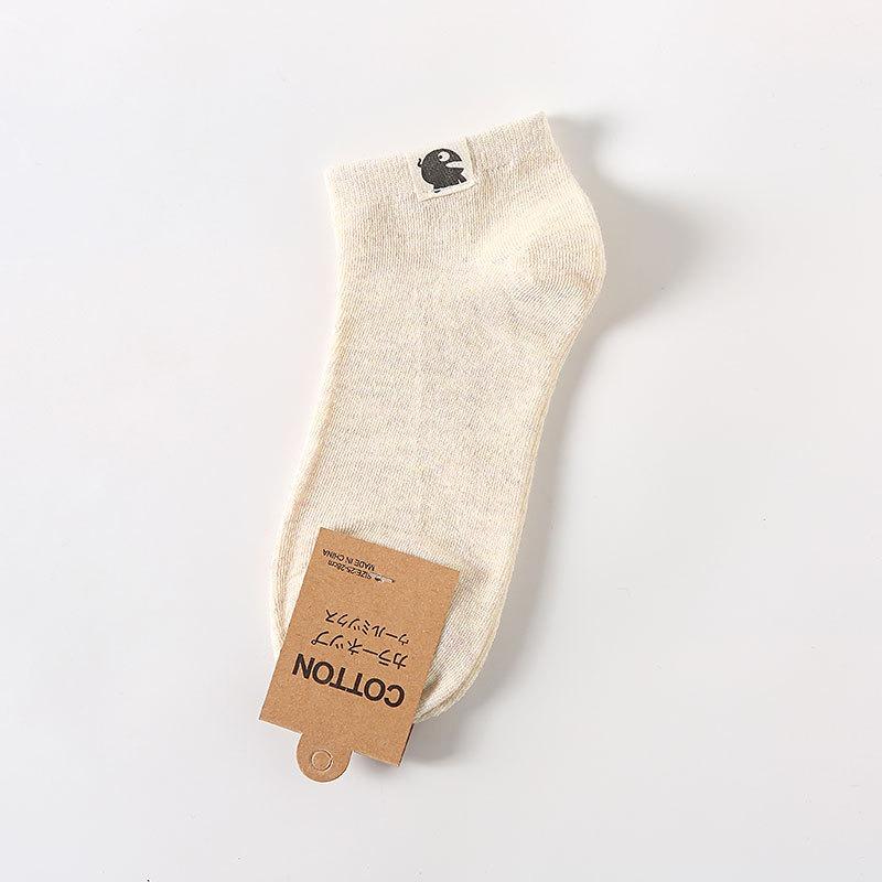 Men Spring and Summer New Retro Cotton Heel Cloth Paste Anti Drop with Solid Color Boat Socks