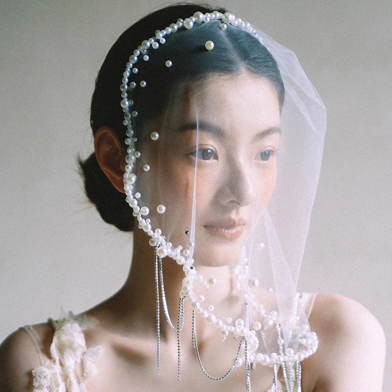 Elegante Perlen Braut Elegant Perlenbesetzt Kurz Für Frauen Hochzeit Ehe Haaraccessoires Für Fotografie-Requisiten