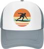 Surfer Sunset Retro Graphic Trucker Hat Polyester Mesh Adjustable Snapback Outdoor Sports Cap for Men Women