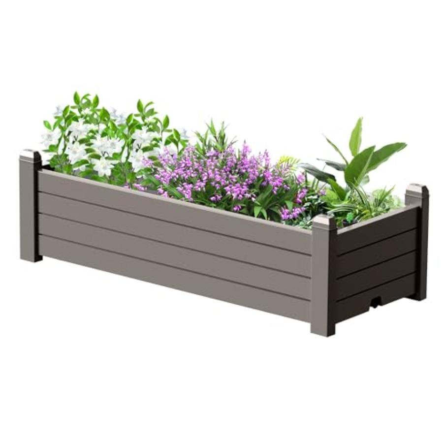 

Horticulture Garden Bed Divisible Resin Planter Box for Backyard Patio Balcony with 4 Legs Gray 43.31 x 17.72 x 12.6 United States