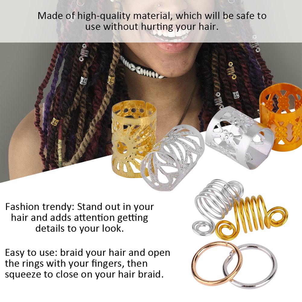 90pcs Hair Braid Rings Dreadlock Three ply Hair Clips Loops Decoration for Women & Girls