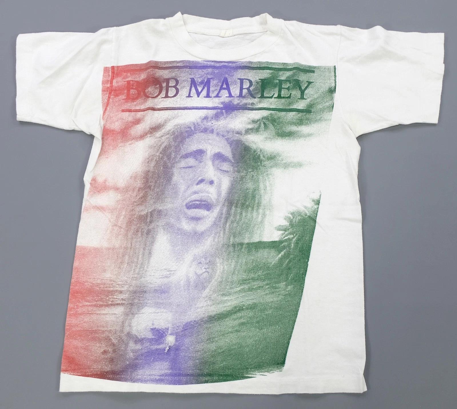 Rare VTG Bob Marley Rasta Portrait Graphic T Shirt 80s 90s Reggae Music White S