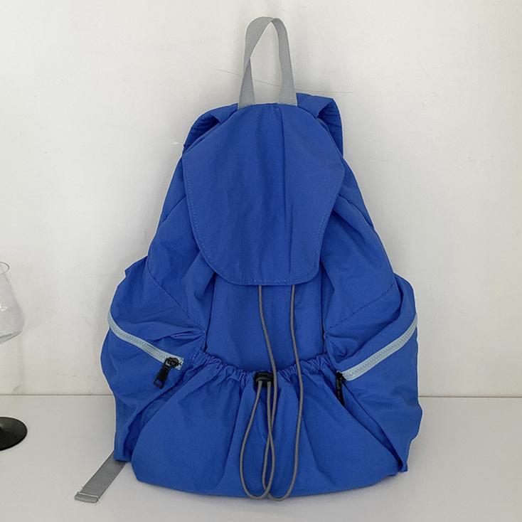 

Женский повседневный рюкзак, новый плиссированный нейлоновый рюкзак с завязками, женский трендовый рюкзак большой вместимости для студентов-девочек синий