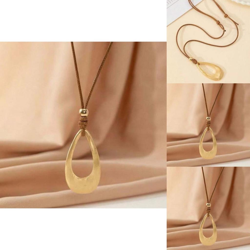 Retro Baroque Hollow Droplet Shape Necklace In Alloy With Electroplated Finish For Ladies