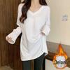 Plus Size Women's Thermal Fleece Long Sleeve Top - Autumn/Winter Warm Base Layer, Solid Color, 200 jin.