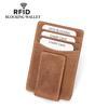 Men's Crazy Horse Card Holder with Magnetic Clip Retro Credit Case