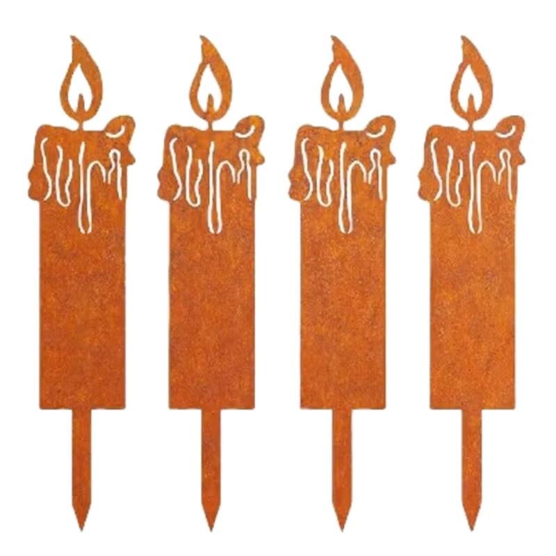 Metal Christmas Garden Decoration Stakes for Plant Pots Yard Decors Yard Stakes Christmas Decors for Garden Yard Lawn