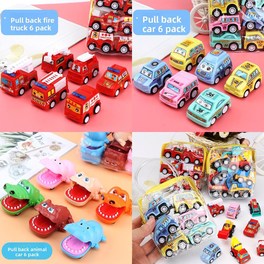 Childrens Pull Back Fire Truck And Engineering Vehicle Set With Cartoon Animal Design For Boys Playroom