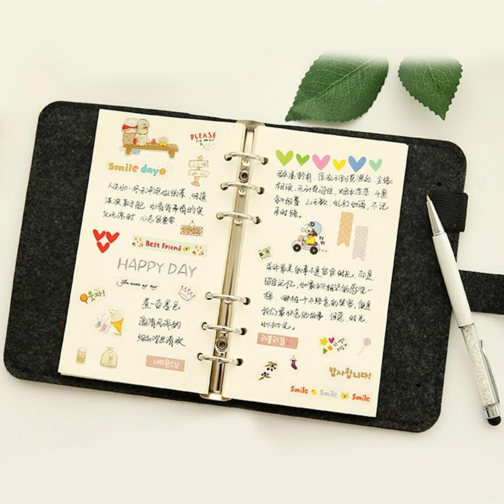 A5 A6 No Inner Pages Felt Shell Fabric Notebook Loose Leaf Notebook Inner Page Ring Binder Stationery Gift Student Supplies