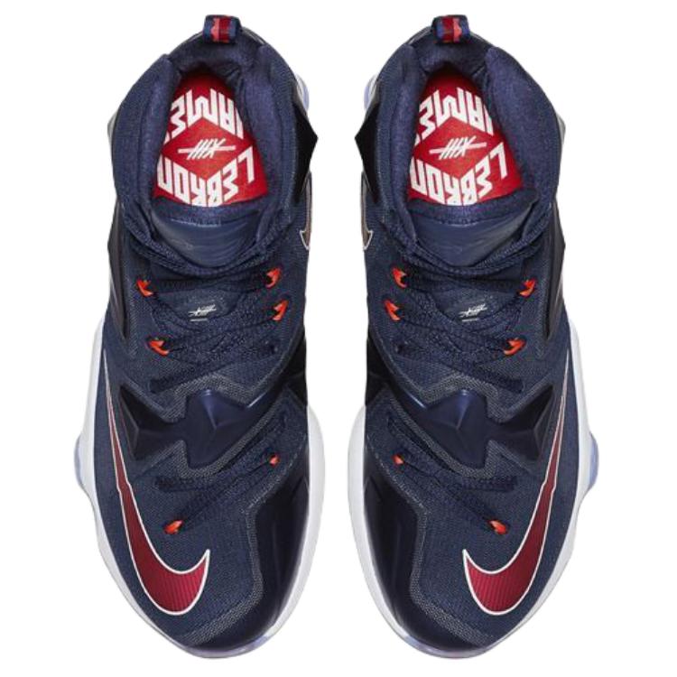 Nike Lebron 13 EP Comfortable Soft Non-Slip Durable High-Top Basketball Shoes Men sneaker Navy-Blue 807220-461