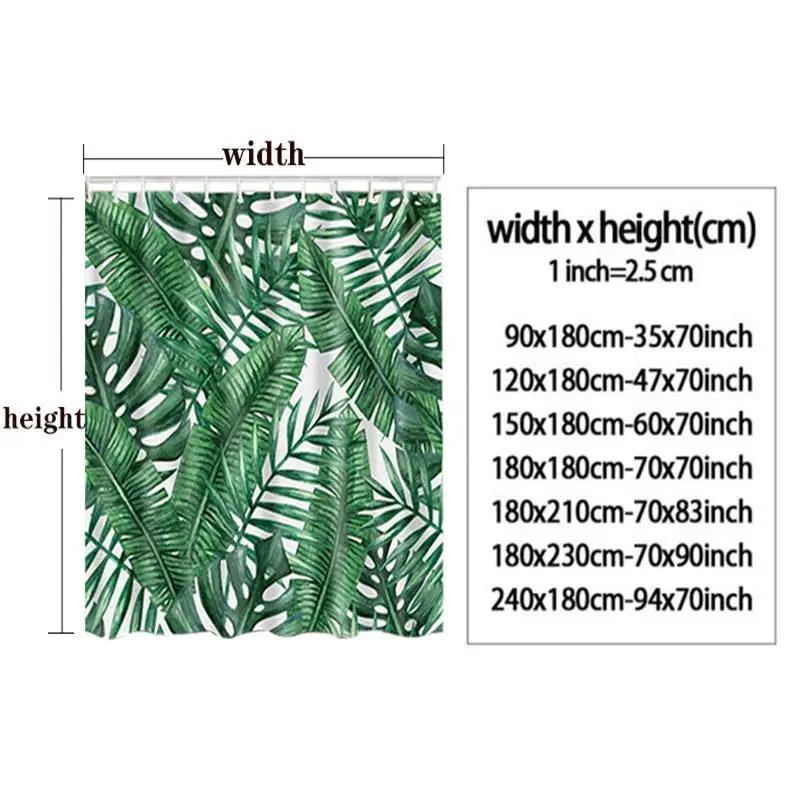 Tropical Birds Shower Curtain For Bathroom Parrot Toucan Green Leaves Plants Summer Polyester Fabric Bath Curtains Decor Hooks