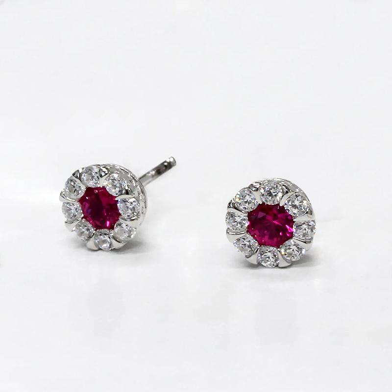 White/Blue/Red/Green Cubic Zirconia Stud Earrings for Women Dainty Ear Stud Temperament Female Accessories Trendy Jewelry