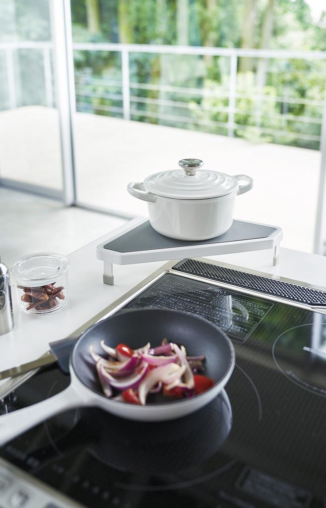 Yamazaki Jitsugyo Stove Corner Rack White Approx. W22 x D22 x H5.3cm Plate Stove Back Rack Pot Holder 3569