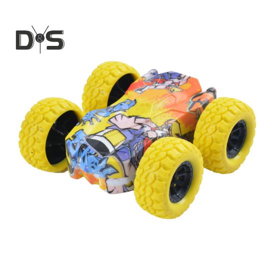 Doppelseitiges Flip-Stunt-Auto-Spielzeug mit vier Rädern und Trägheitsantrieb, LKW-Spielzeug für drinnen und draußen, Graffiti-Geländewagen-Spielzeug, Geschenke für Kleinkinder, Jungen und Mädchen