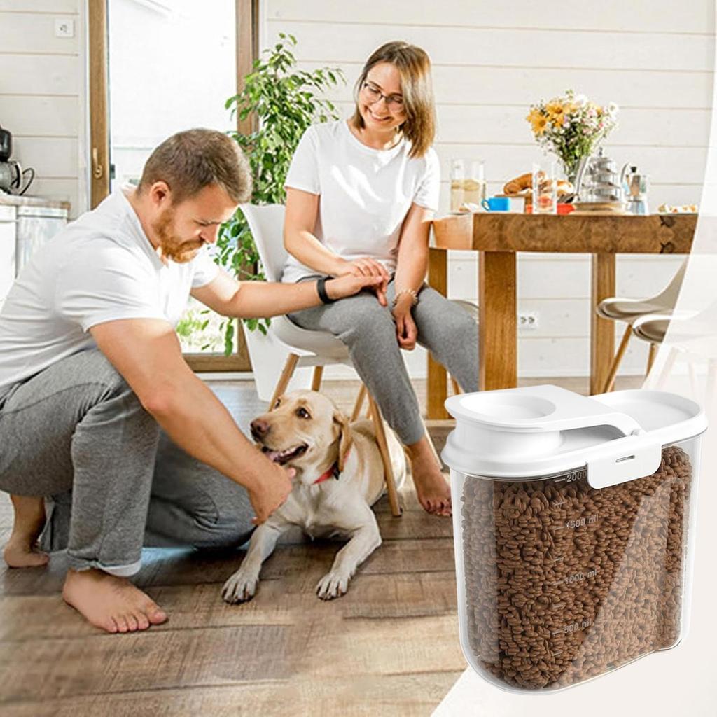 2L Clear Cat Food Storage Container Airtight Dog Food Storage Container Organizer Canister with Lid Pet Food Pantry Organization