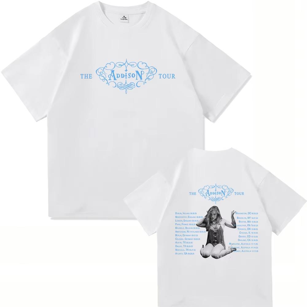 2025 The Addison Tour 2025 TShirt Addison Rae Retro UnisexWomen Clothing Retro Harajuku High Quality Clothes Vintage Cotton TShirt