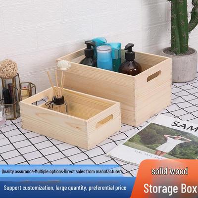 Large Solid Wood Desktop Storage Box - Portable and Creative Organizer