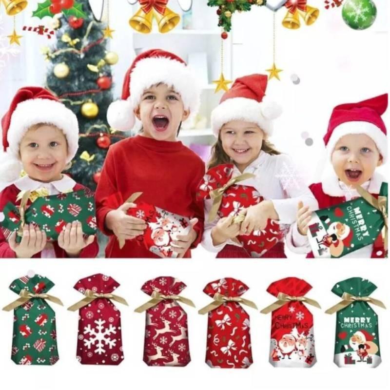 Large Pcs 50 Christmas Sacks Party Gift Bags Drawstring Wrap Storage Present