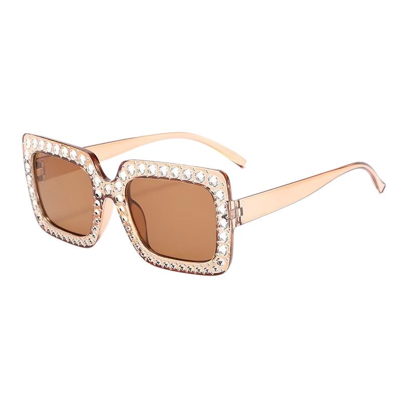 Women's Large Frame Rhinestone Sunglasses with UV Protection - Stylish Outdoor Shades