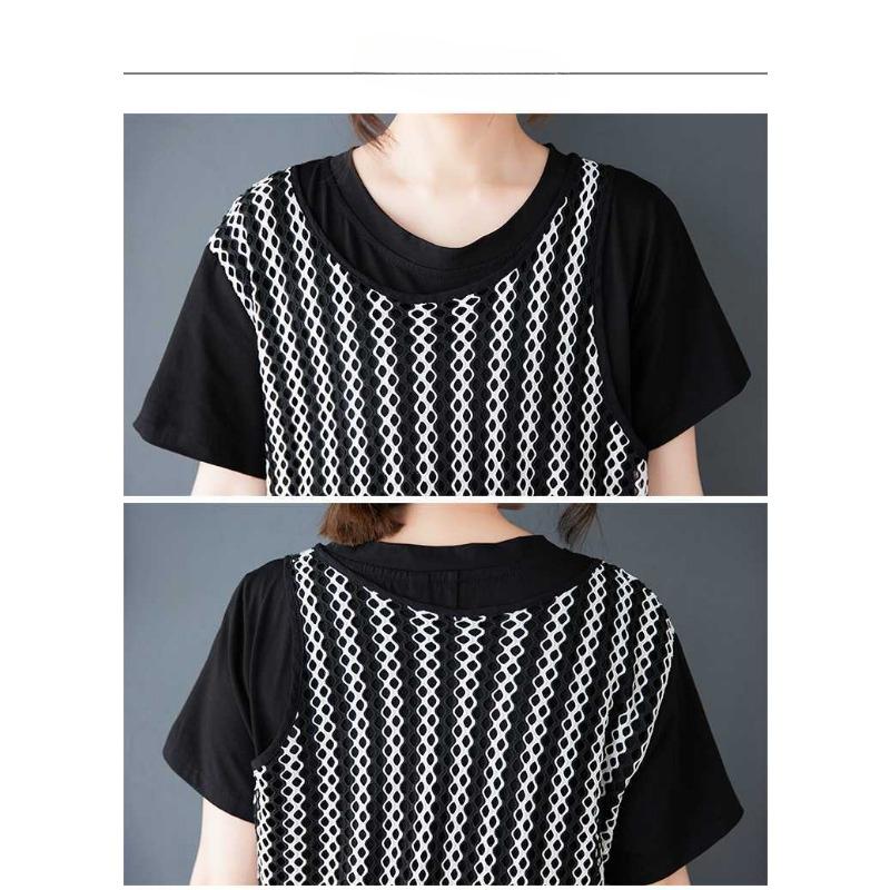 Fake Two Loose Casual Versatile Short Sleeved Dresses for Women