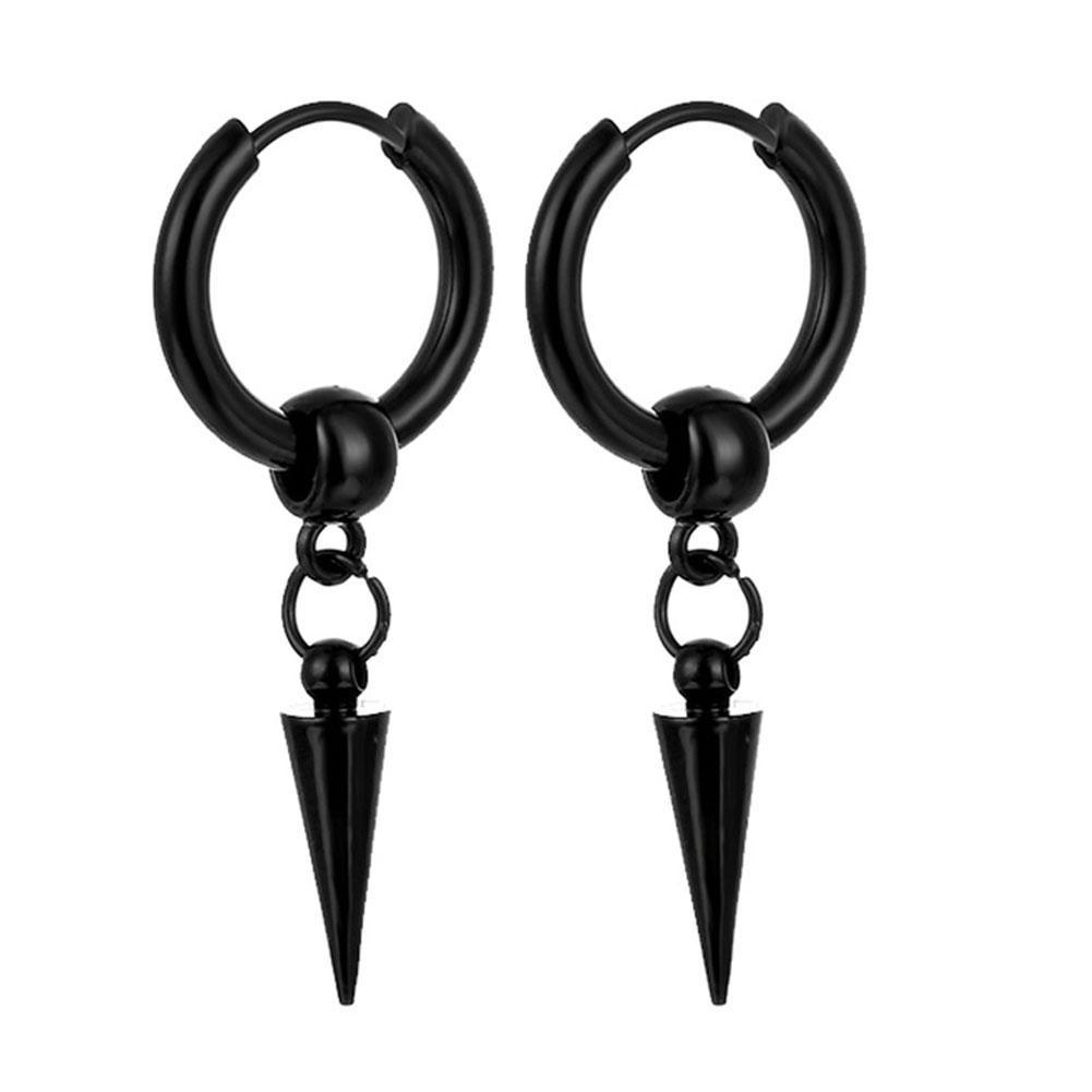 1 Pair Punk Stainless Steel Stud Earrings Black Earrings Set For Men Women Vintage Hip Hop Piercing Ear Fashionable and Minimalist Jewelry