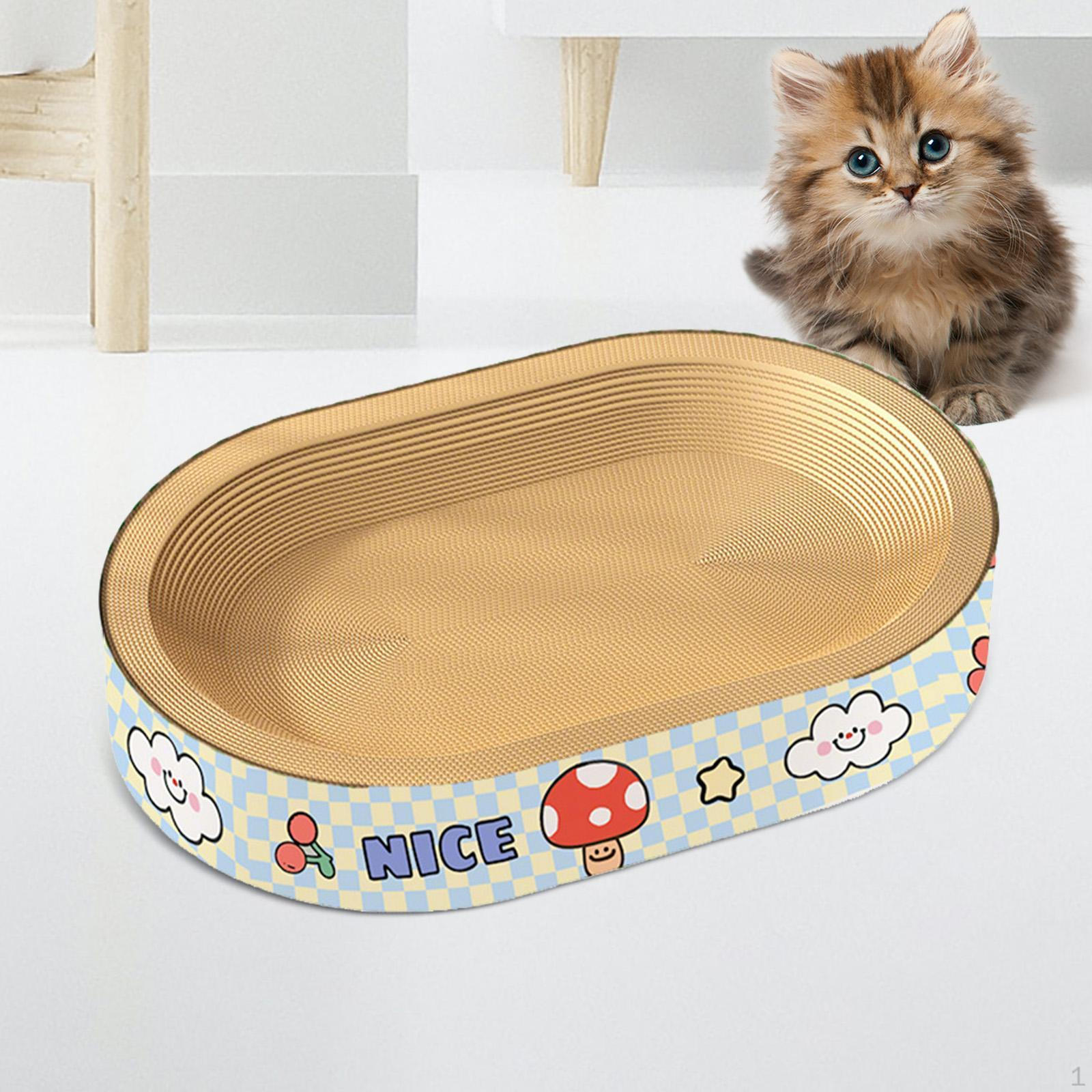 

Cat Scratcher Bed for Indoor Cats Corrugated Paper Bowl Lounging Scratching 55x40cm