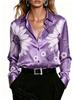 Women's floral print button-down shirt, long-sleeved collar shirt, suitable for both casual and professional wear, versatile for all seasons.