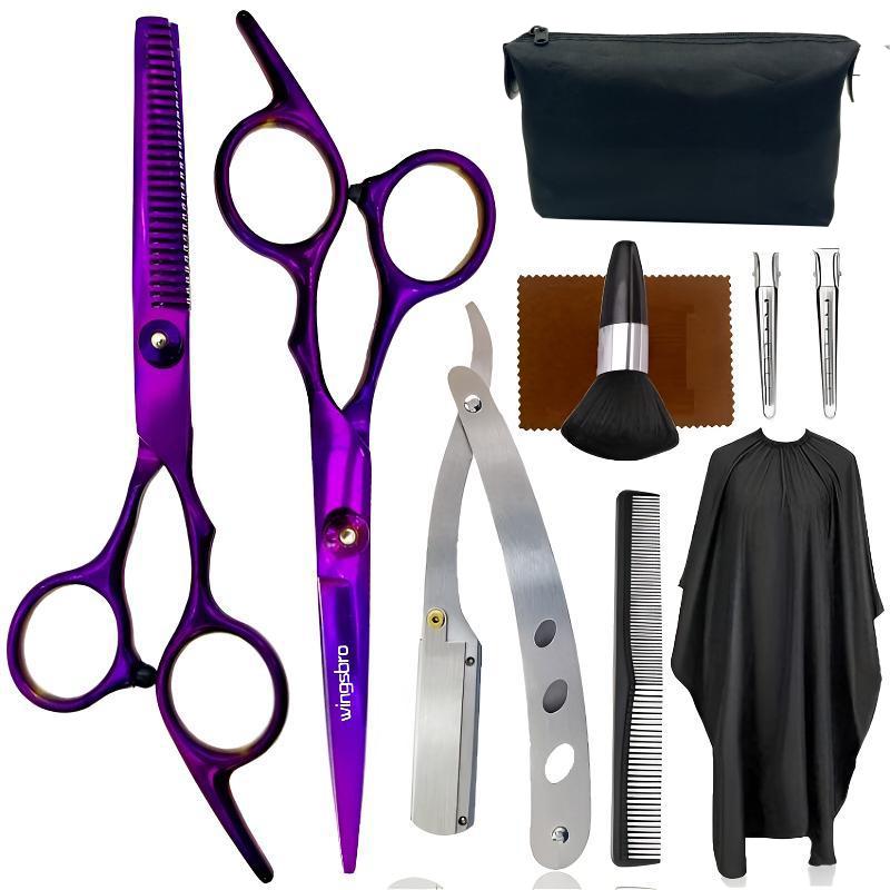 6.7 Inches Hair Cutting Scissors Set, Flat & Thinning Scissors with Accessories for Barber Salon Shop and Homeuse
