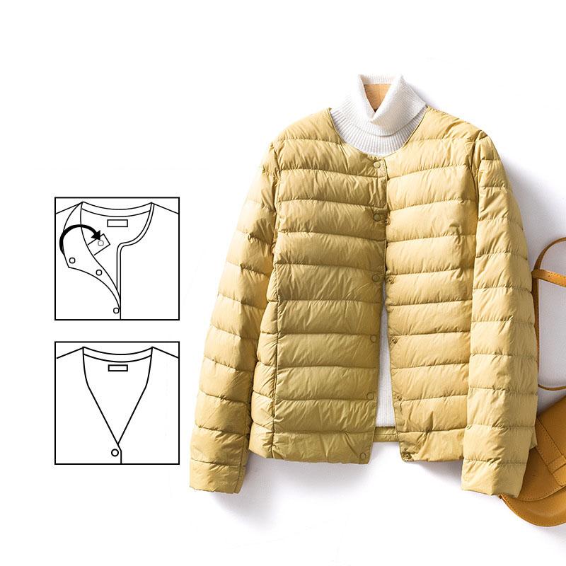 Women Down Coat Autumn Winter Round Neck Lightweight Down Jacket Womens Warm Liner Short Tops Fashion All Match