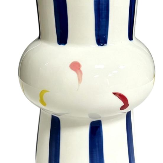 Ceramic Vase Hand Painted Striped Polka Dot Flower Vase Gourd Shape Vase for Fresh And Dried Flowers Home