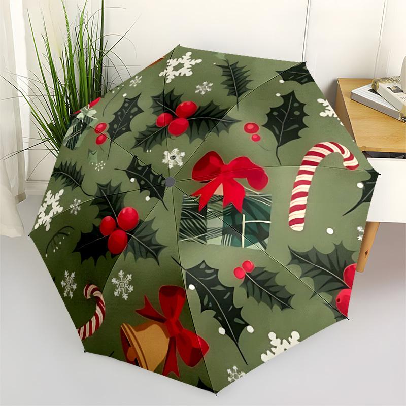 1pc Christmas Decorations Automatic Open/Close Umbrella with One Touch Button,, Windproof Design   Lightweight Portable Umbrella for Women & Men6094