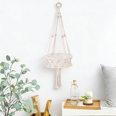 Weaving Storage Basket Suspended Basket Tassel Decoration Hanging Basket Home Vegetable Fruit Plant Wall Hanging