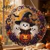 Seasonal Hanging Home Decor Halloween Ghost/Owl Diamond Art Ornament Kit, Handmade Wall Painting Suncatcher, DIY Pendant Window Decorative Porch