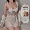 Women's Velvet Lace Deep V Push Up Padded Sleep Dress with Robe Lounge Set