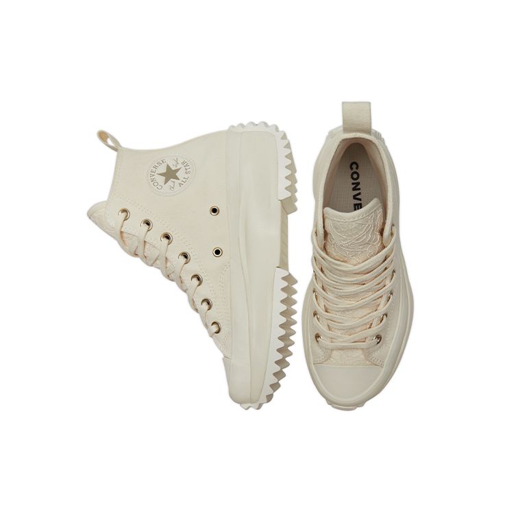 Converse Run Star Hike Comfortable Lightweight High-Top Canvas Shoes Unisex Sneakers Beige A01777C