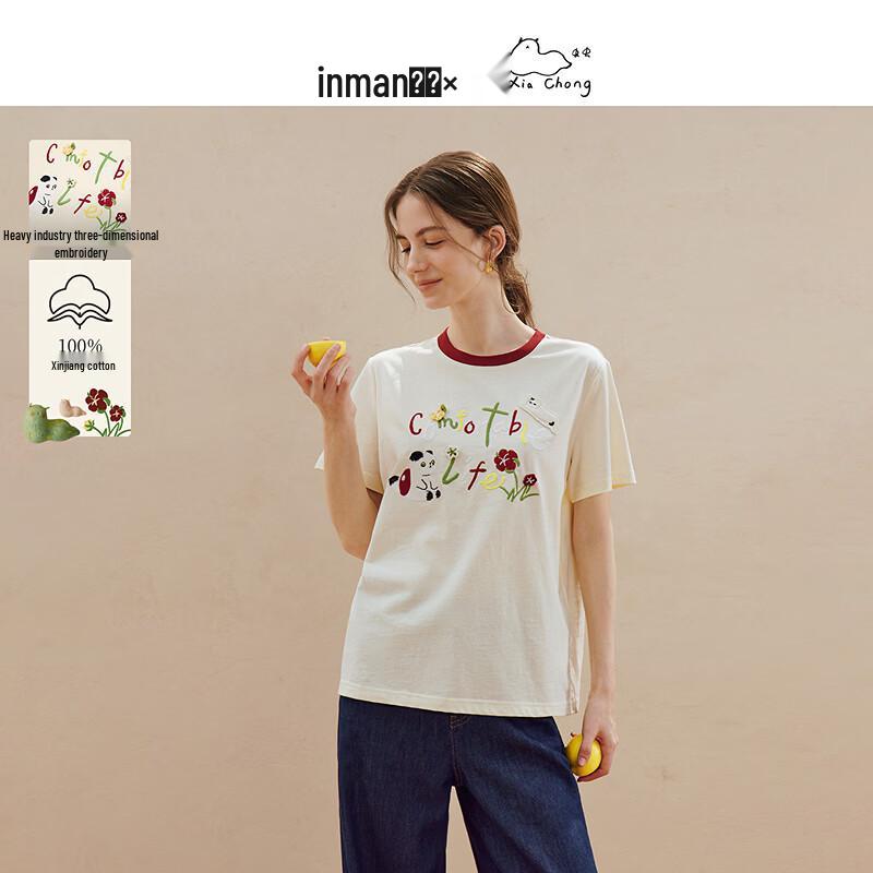 INMAN Summer Series Cotton Embroidered T-shirt S