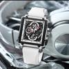 Men's Sports Chronograph Wrist Watch For Men Army Silicone Strap Square Quartz Stop Watch