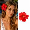 Set di 2 Fermagli per Capelli con Fiore di Ibisco Rosso Artificiale, Perfetto per Accenti Laterali, Servizi Fotografici di Viaggio e Outfit da Vacanza