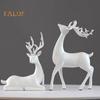 2 Pcs Tabletop Reindeer Ornament Resin Elk Figurines Standing Deer And Lying Deer Sculpture for Home Office Desk Decor