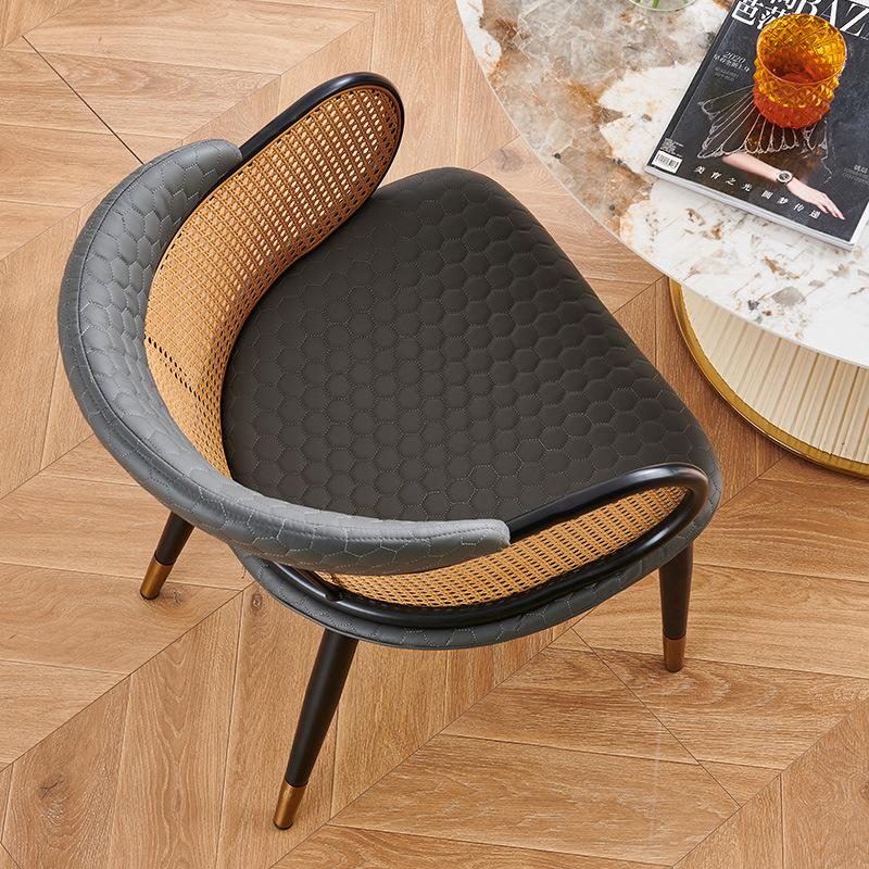 Light Luxury Rattan Armchair Single Person Chair Home Restaurant Backrest Chair Vintage Coffee Shop Chair