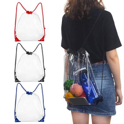 Clear Waterproof PVC Large Capacity Drawstring Bag Adjustable Stadium Travel Beach Storage Backpack Outdoor Supplies