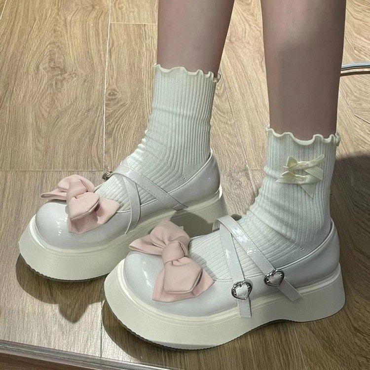 Spring platform muffin bow muffin small leather shoes new lolita big head shoes Mary Jane single shoes